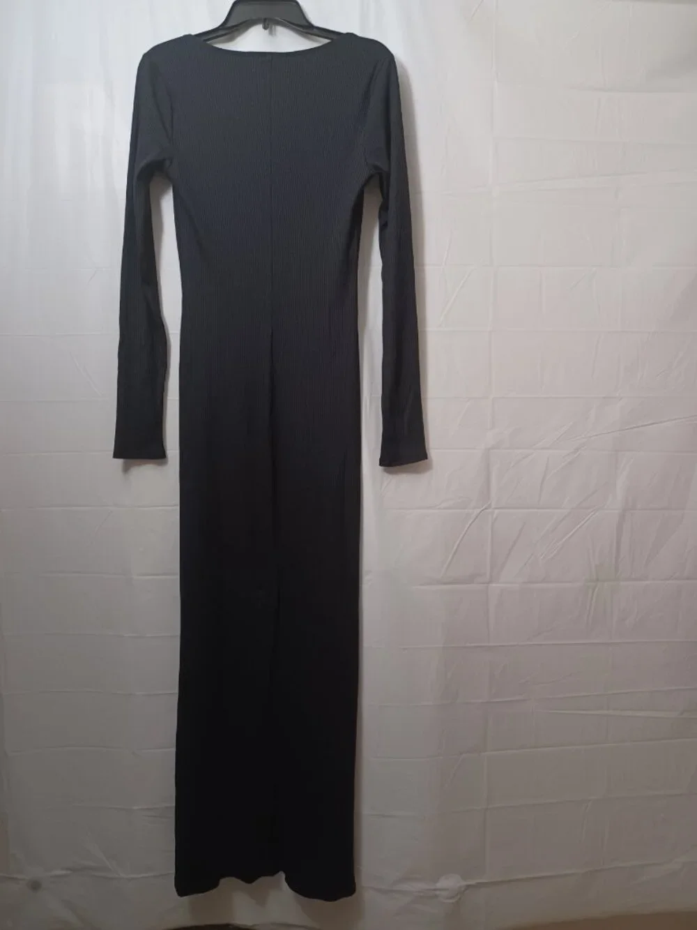 ABERCROMBIE & FITCH LONG SLEEVE RIBBED MAXI DRESS BLACK SIZE (MT) MEDIUM TALL
